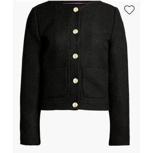 J.Crew Petite Black Tweed Jacket Size P8 BS929